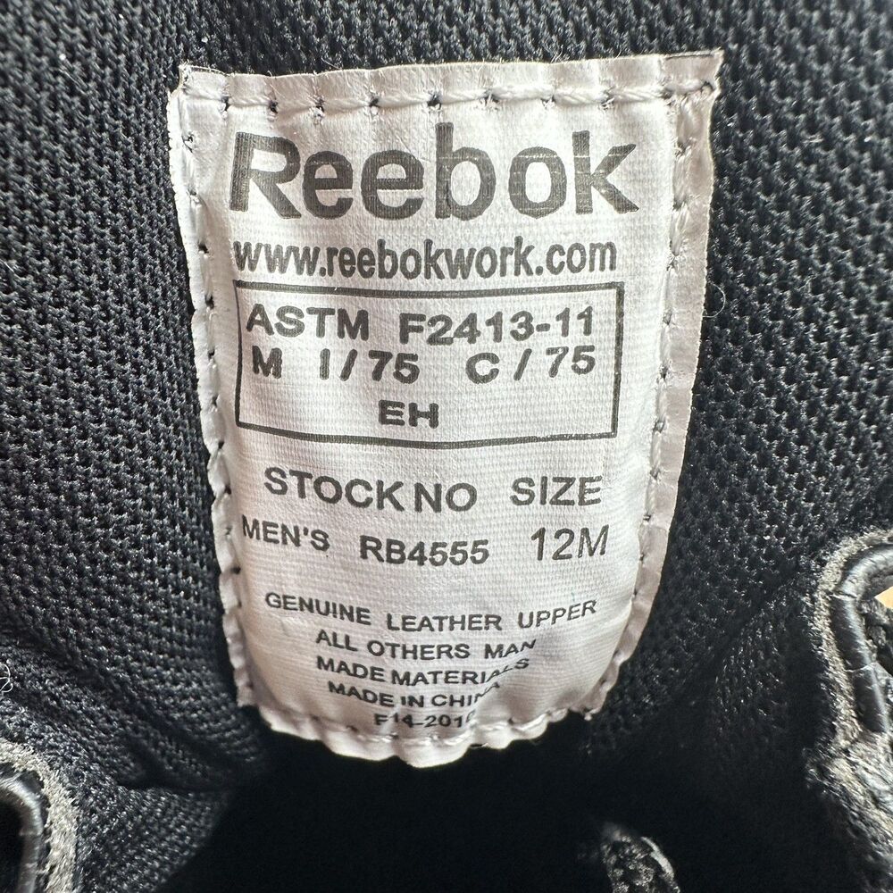 NEW Reebok Tiahawk RB4555 Men 12 M Waterproof Work Boots Black Leather Steel Toe - Picture 6 of 6